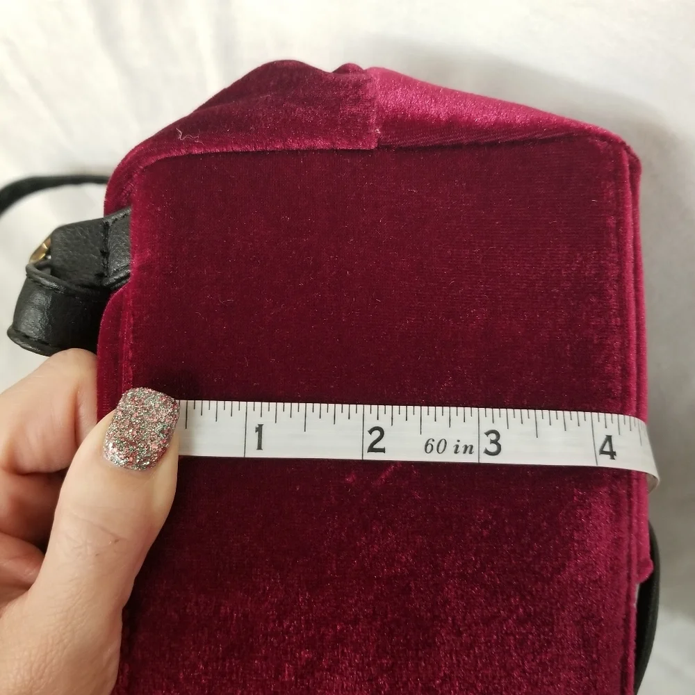 *SOLD* OMG Accessories Burgundy Velvet Lace-up Backpack NWT - Picture 6 of 8